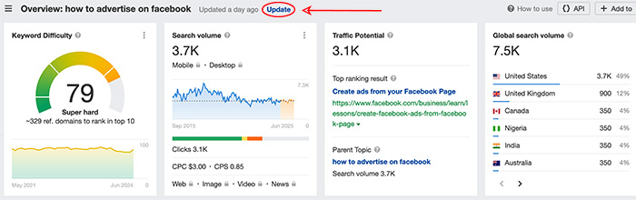 Update search results.