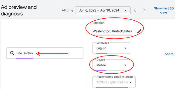 Google ads settings